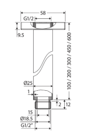 Round Shower Dropper, 300mm, Brushed Copper