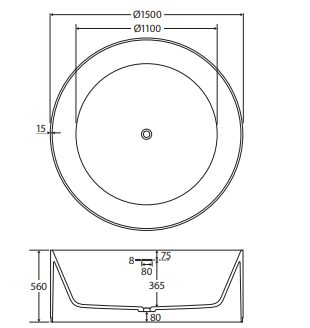 Minka Solid Surface Round Bath, 1500mm, Forest