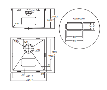 Hana 30L Laundry Sink with Overflow