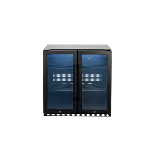 865mm Black Frame Double Door Low E Glass, Spring Back Doors Verticle Handel with Lock | Pilbara Bathroom Warehouse - Perth, Western Australia