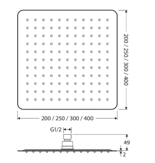 Slice Square Shower Head, 300mm