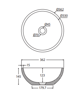 Alba Round Concrete Above Counter Basin, Warm White
