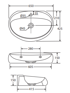 RAK Cloud 650 Wall Basin, Matte White