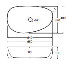 Pebble Large Above Counter Basin, Gloss White