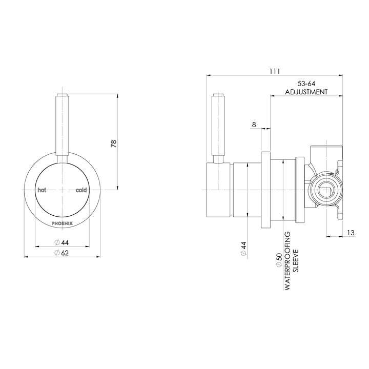 Vivid MKII SwitchMix Shower / Wall Mixer Pin Up (Fit-Off Kit Only) – Lead Free