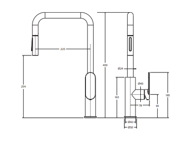 Empire Slim Pull-Out Sink Mixer, Chrome