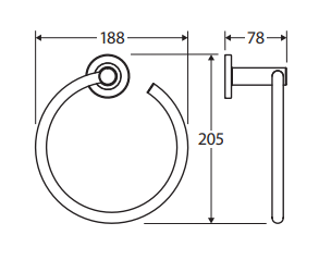 Kaya Hand Towel Ring, Gun Metal