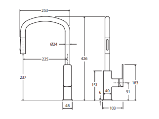 Tono Pull Out Sink Mixer Urban Brass Lead Free Sus304