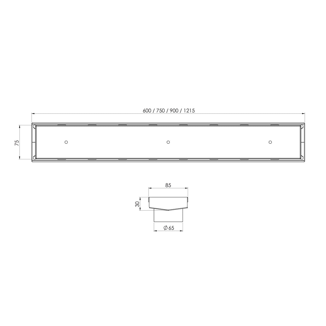 Phoenix V Channel Drain TI 75 x 900mm Outlet 65mm