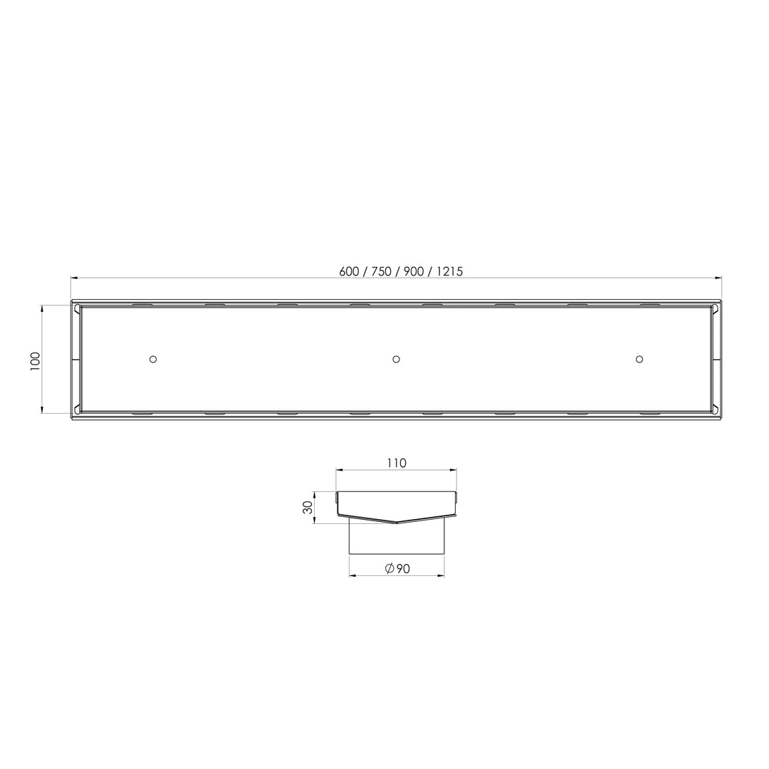 Phoenix V Channel Drain TI 100 x 1215mm Outlet 90mm