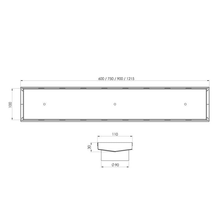 Phoenix V Channel Drain TI 100 x 900mm Outlet 90mm