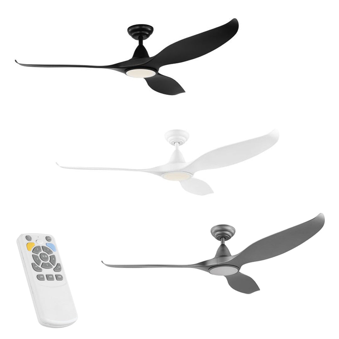 60″ Noosa DC Ceiling Fan Black, White, Titanium with Light 202972, 202973, 204749 Eglo Lighting
