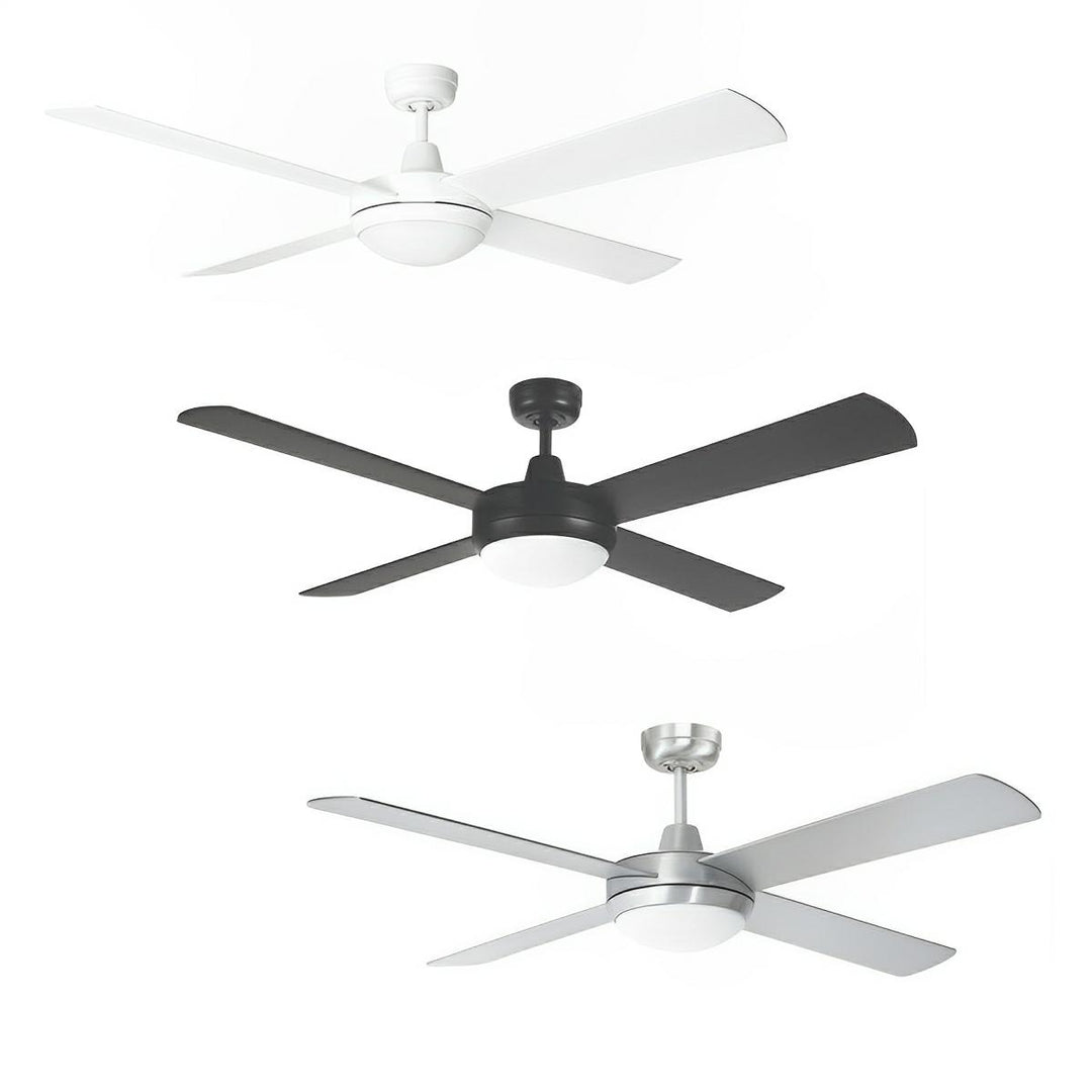 52″ Tempest AC Ceiling Fan White, Black, Brushed Aluminium with Light 20580/XX Brilliant Lighting