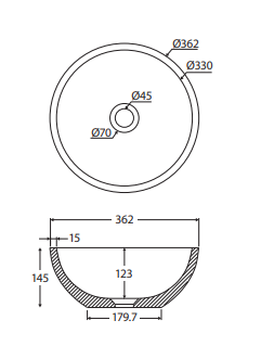 Alba Round Concrete Above Counter Basin, Tuscan