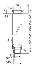 Round Shower Dropper, 300mm, Matte Black