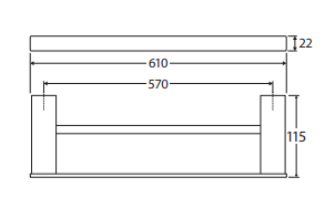 Tono Double Towel Rail, 610 mm, Matte Black