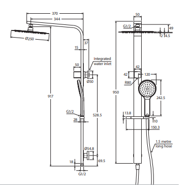 Kaya Twin Shower, Urban Brass