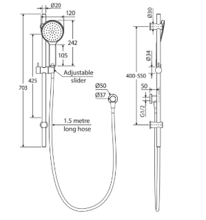Kaya Rail Shower, Brushed Copper