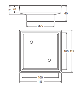 Square Tile Bed Floor Waste, 90mm Outlet, Gun Metal