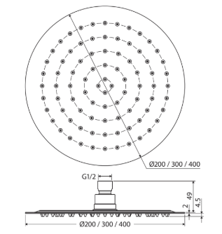 Slice Round Shower Head, 300mm, Matte Black