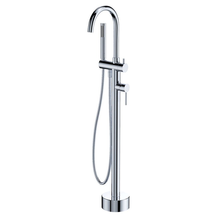 Kaya Floor Mounted Bath Mixer With Hand Shower, Chrome  – Pilbara Bathroom Warehouse Perth and regional Western Australia