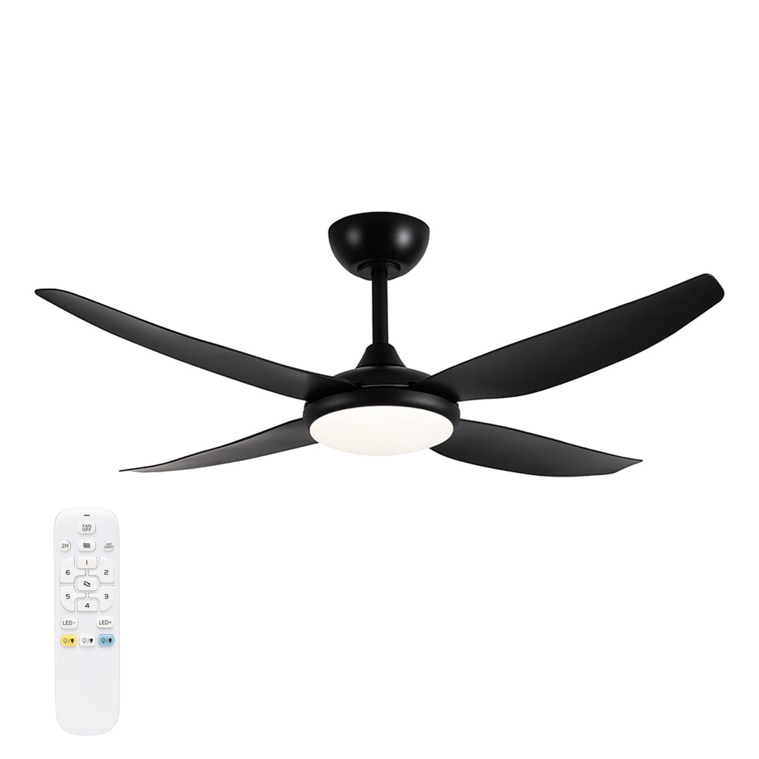 52" Amari Smart DC Ceiling Fan Black with Light 21865/06 Brilliant Lighting