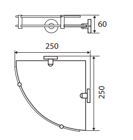 Michelle Glass Corner Shelf, 250mm