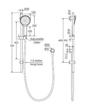 Kaya Rail Shower, Brushed Nickel
