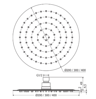 Slice Round Shower Head, 300mm