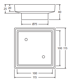 Square Tile Bed Floor Waste, 90mm Outlet, Brushed Nickel