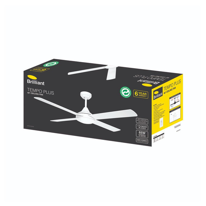 48" Tempo Plus AC Ceiling Fan White, Black, Brushed Chrome 22270/XX Brilliant Lighting