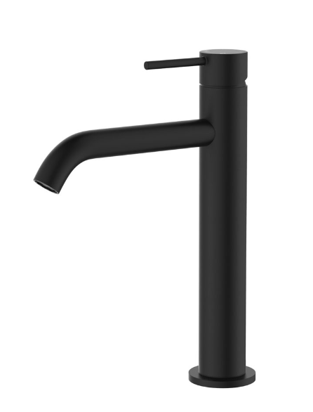Kaya medium matte black basin mixer, compact and stylish, SUS304 lead-free – Pilbara Bathroom Warehouse Perth and regional Western Australia