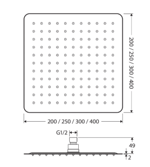 Slice Square Shower Head, 200mm