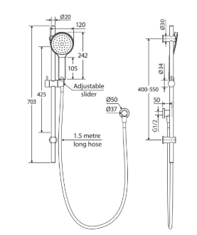 Kaya Rail Shower, Matte Black