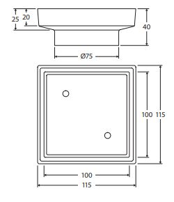 Square Tile Bed Floor Waste, 90mm Outlet, Matte Black