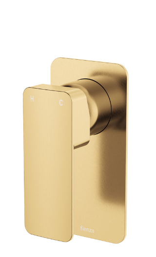 Tono urban brass wall mixer with modern rectangular plate, lead-free – Pilbara Bathroom Warehouse Perth and regional Western Australia