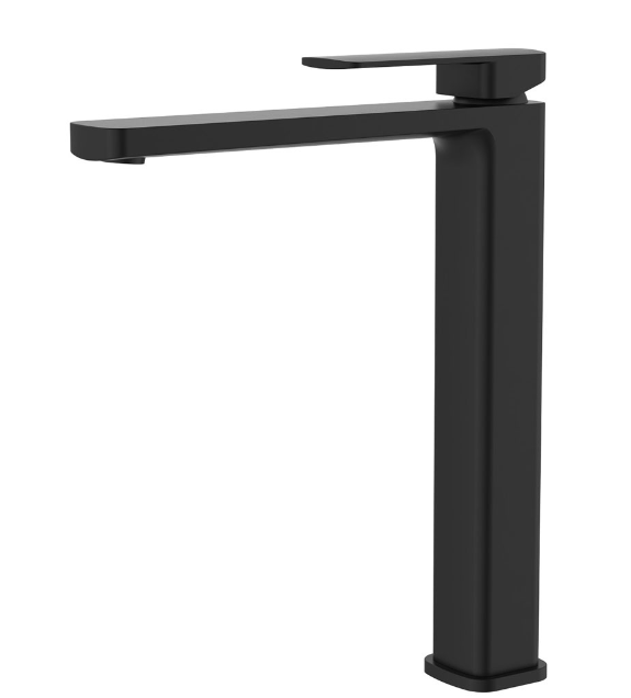 Tono tall basin mixer in matte black finish, eco brass build – Pilbara Bathroom Warehouse Perth and regional Western Australia