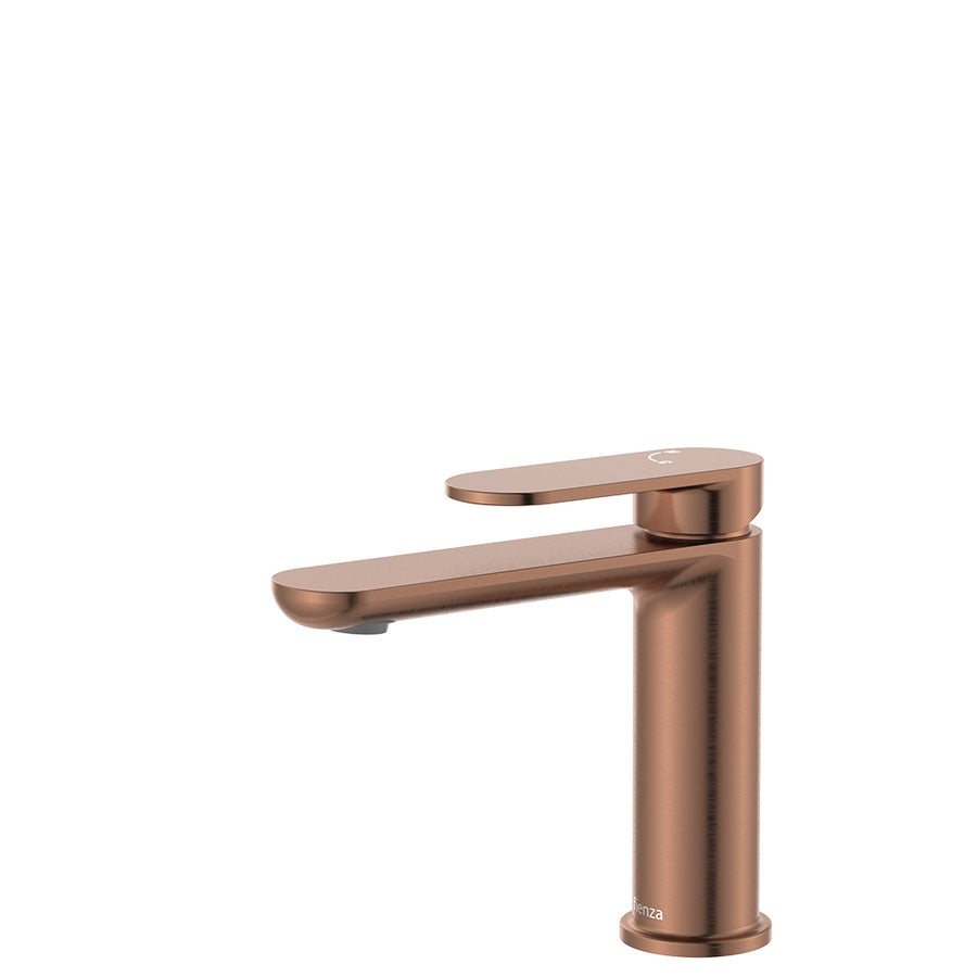 Empire Slim Cold Start Basin Mixer, Brushed Copper – Pilbara Bathroom Warehouse Perth and regional Western Australia