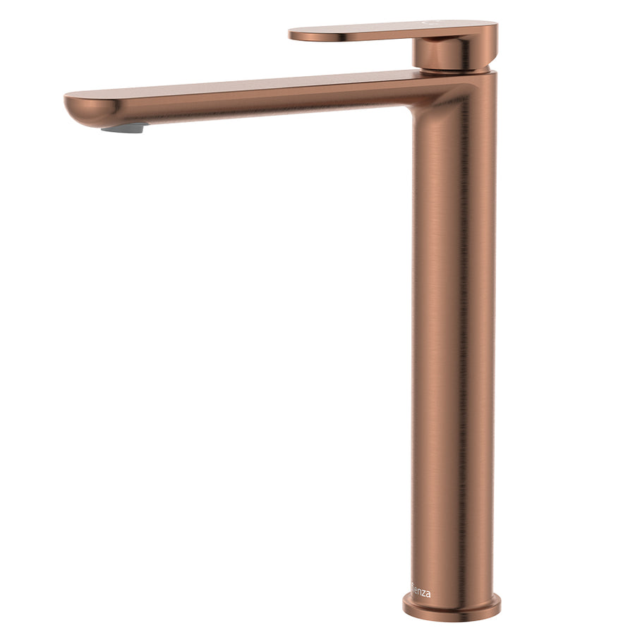 Empire Slim Cold Start Tall Basin Mixer, Brushed Copper – Pilbara Bathroom Warehouse Perth and regional Western Australia