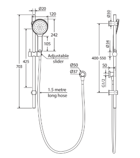 Kaya Rail Shower, Chrome