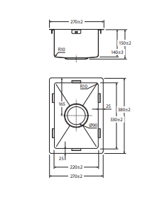 Hana 10L Single Kitchen Sink, Brushed Copper