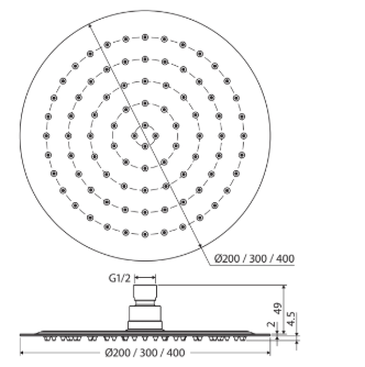 Slice Round Shower Head, 200mm
