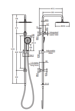 Kaya Twin Shower, Brushed Nickel
