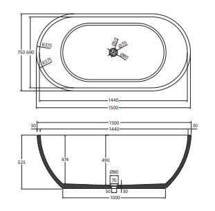 Jada Concrete Bath, Warm White
