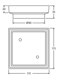 Square Tile Bed Floor Waste, 90mm Outlet, Chrome