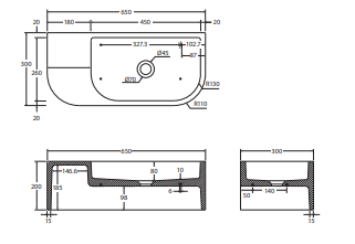 Blanca Concrete Wall Basin, Terrazzo