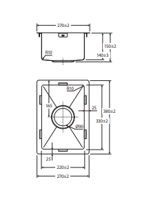 Hana 10L Single Kitchen Sink, Carbon Metal