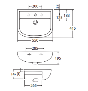 RAK Compact Semi-Recessed Basin