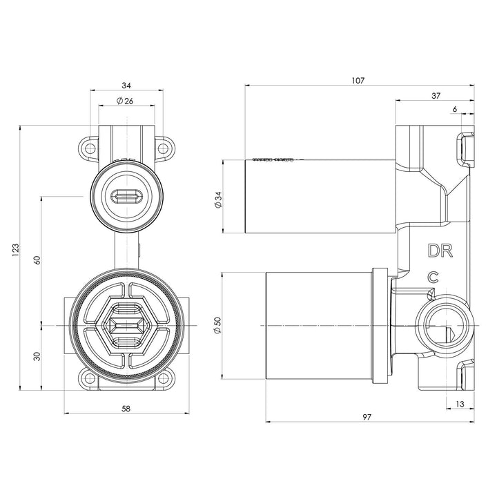 SwitchMix Shower / Bath Diverter Mixer Rough-In Kit