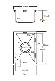 Hana 10L Single Kitchen Sink, Stainless Steel